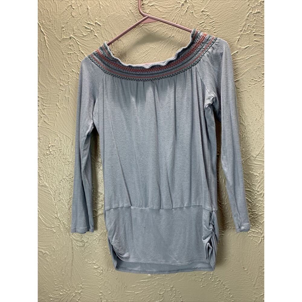 KNOX ROSE Womens Off Shoulder Blouse Peasant Top‎ Shirt Ruched Side Size Medium